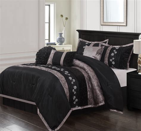 black bed comforter|black bed comforters queen.